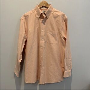 LL Bean Button Down Dress Shirt Pink/Peach 16/32 Wrinkle Free Tradition Fit